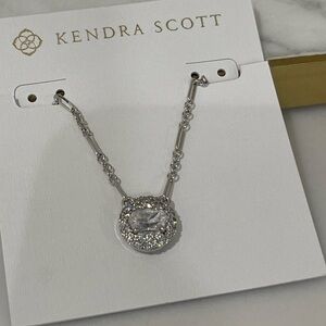Kendra Scott Bella Short Necklace-Silver Toned, Crystal Pendant NWT